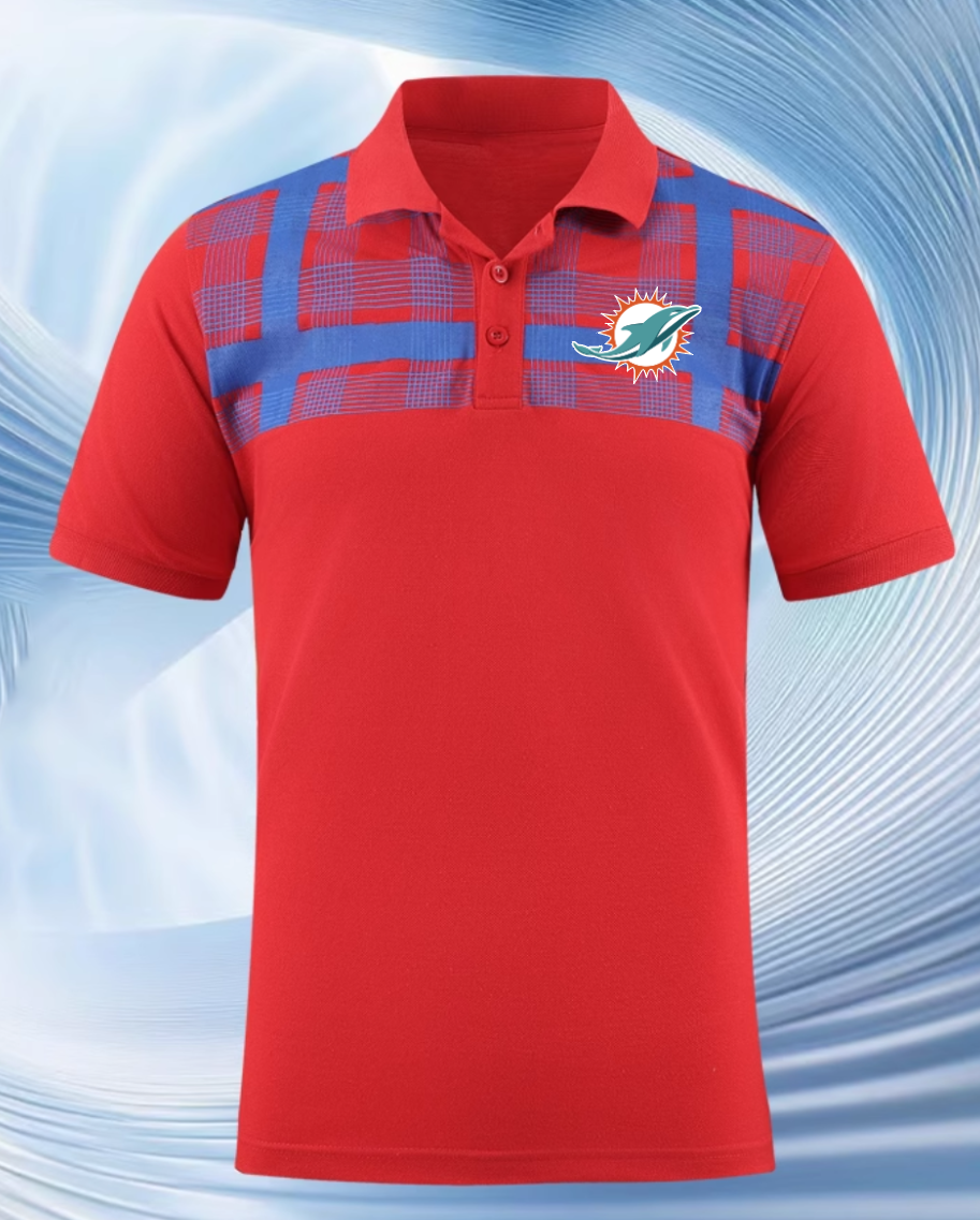 Miami Dolphins red Men 2025 NFL polo T shirt